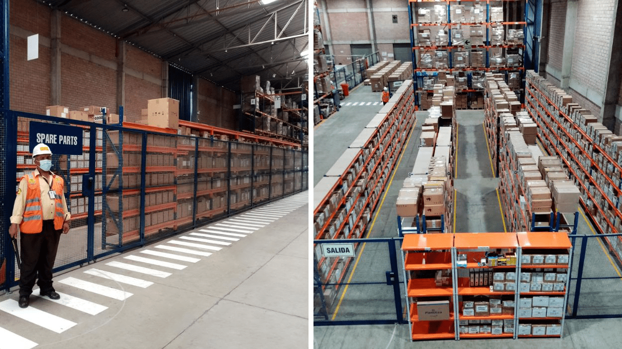 Espacios de almacenaje y racks en el interior del almacén de DSV Solutions Perú